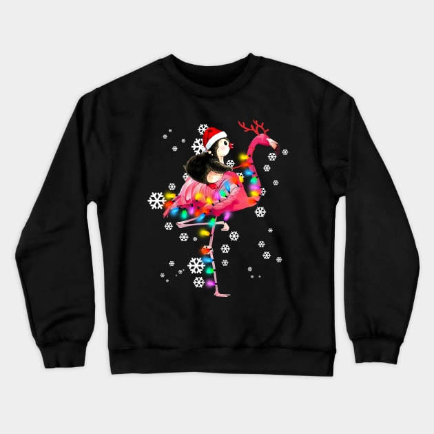 Penguin riding Flamingo Christmas Crewneck Sweatshirt by wheeleripjm